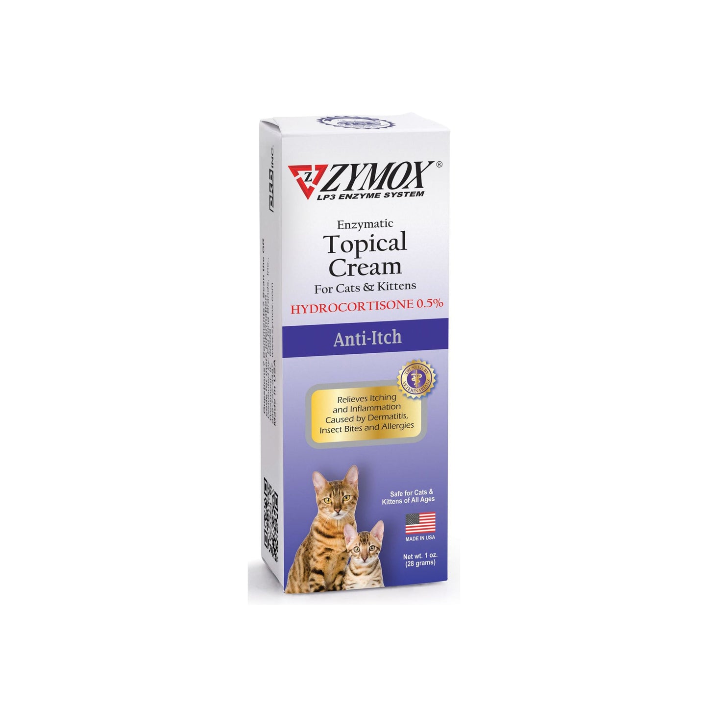 Zymox Enzymatic Topical Cream 0.5 Hydrocortisone for Cats Kittens 1 oz (3pack)