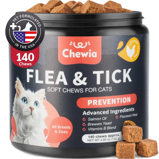 Flea Treatment For Cats Daily Oral Cat Flea And Tick Treatment Chews Chewable Kitten Flea Treatment Soft Treats For All Breeds & Ages Natural Chicken Flavor Flea And Tick Supplement For Cats