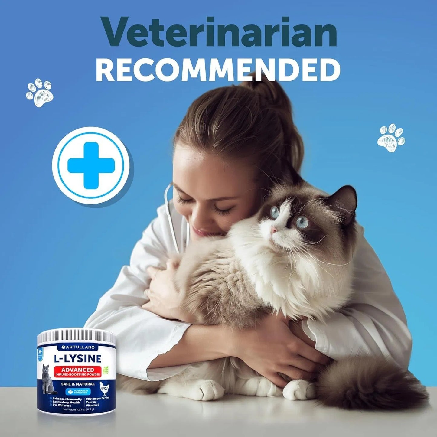L Lysine For Cats Lysine Powder Supplement 900mg Serving Immune Support For Cats & Kittens Sneezing Runny Nose Squinting Watery Eyes Cold Eye Respiratory Health With Taurine