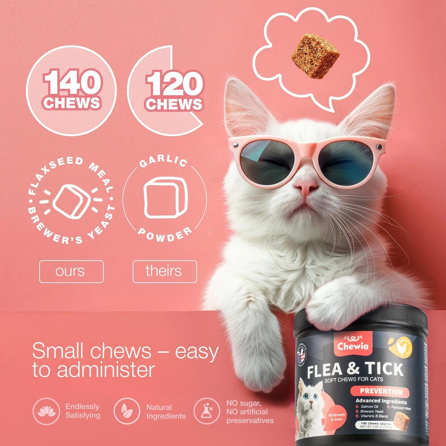 Flea Treatment For Cats Daily Oral Cat Flea And Tick Treatment Chews Chewable Kitten Flea Treatment Soft Treats For All Breeds & Ages Natural Chicken Flavor Flea And Tick Supplement For Cats